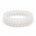 White Hetian jade triple-wrap bead bracelet on white