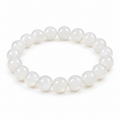 Single-strand white Hetian jade bead bracelet on white